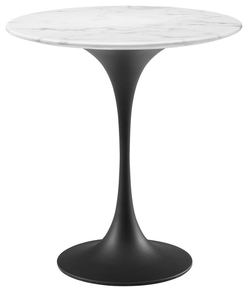 Lippa 20" Round Artificial Marble Side Table, Black White