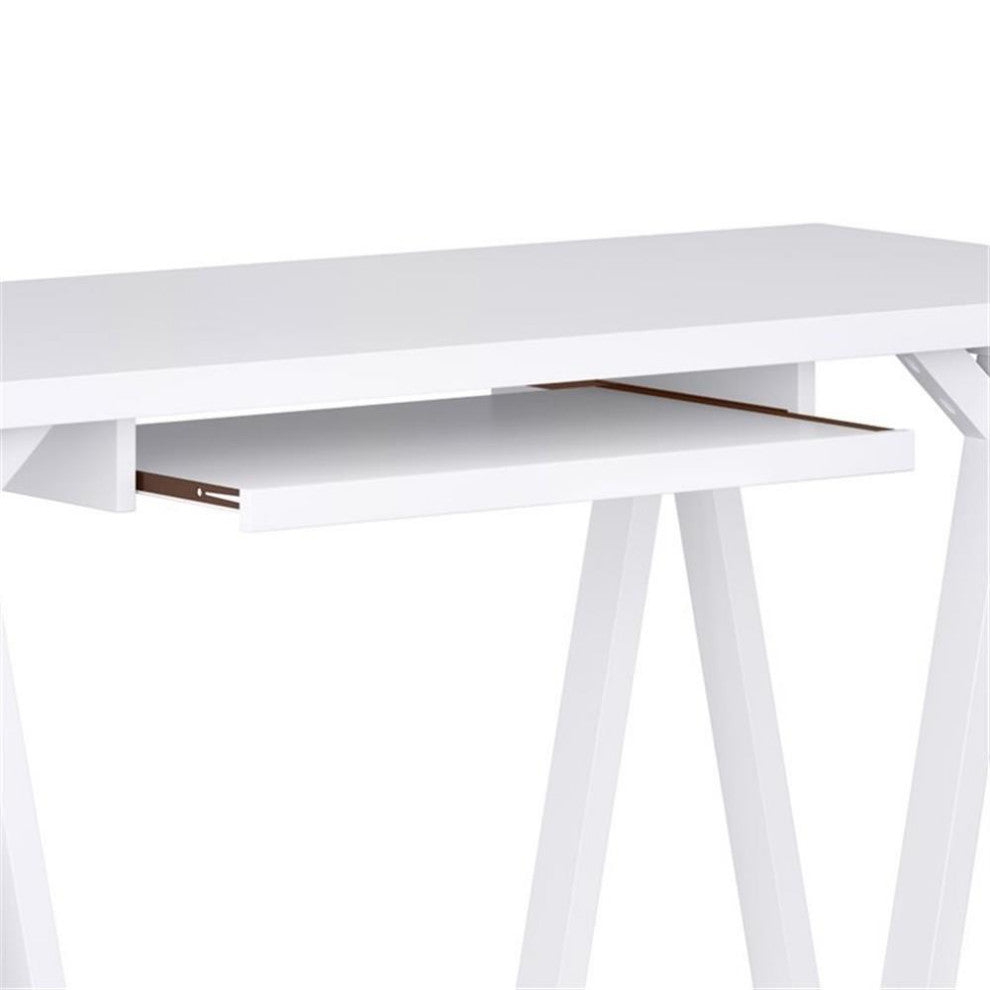 Sawhorse Solid Wood Desk In White