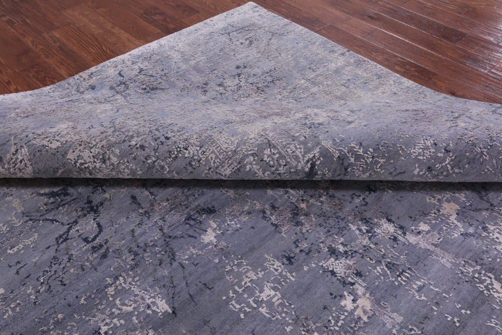 Wool and Silk Modern Hand-Knotted Rug 8' 11" X 12' 2" Q8649