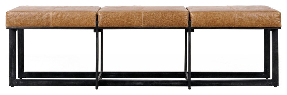 Calvin Narrow Bench in Chestnut by Kosas Home, Chestnut