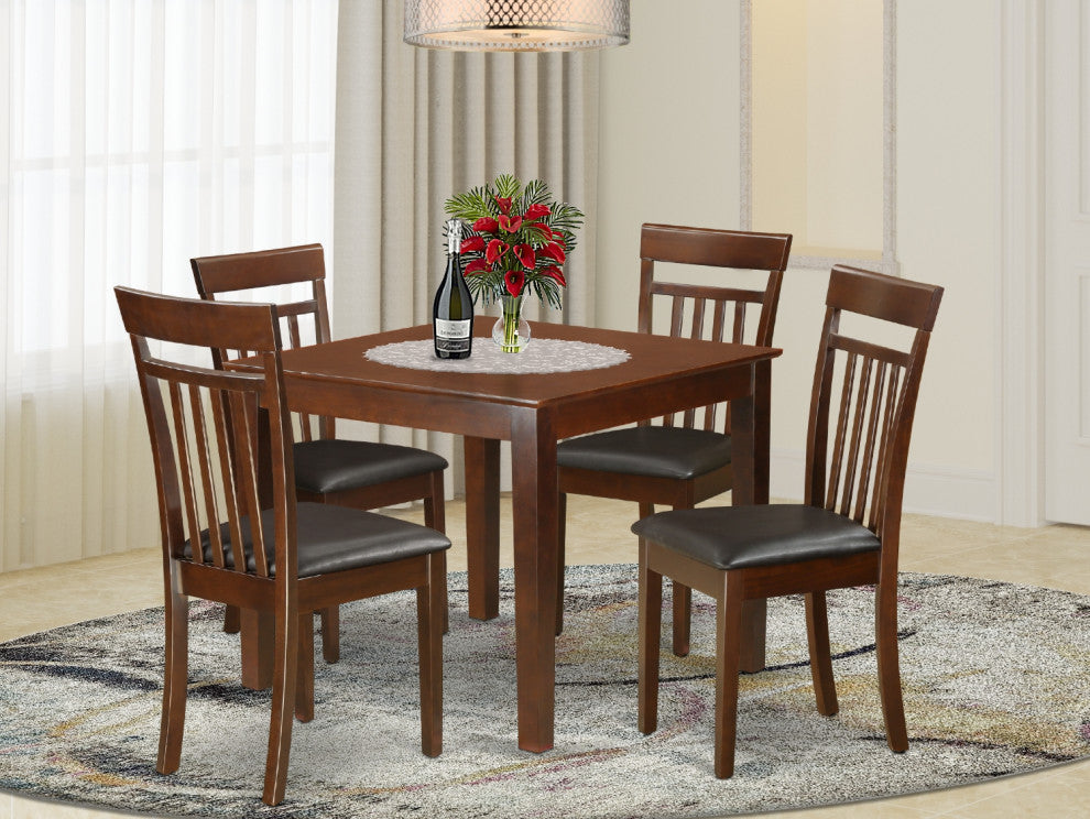 5 Pc Kitchen Table Set With A Dining Table And 4 Kitchen Chairs, Mahogany