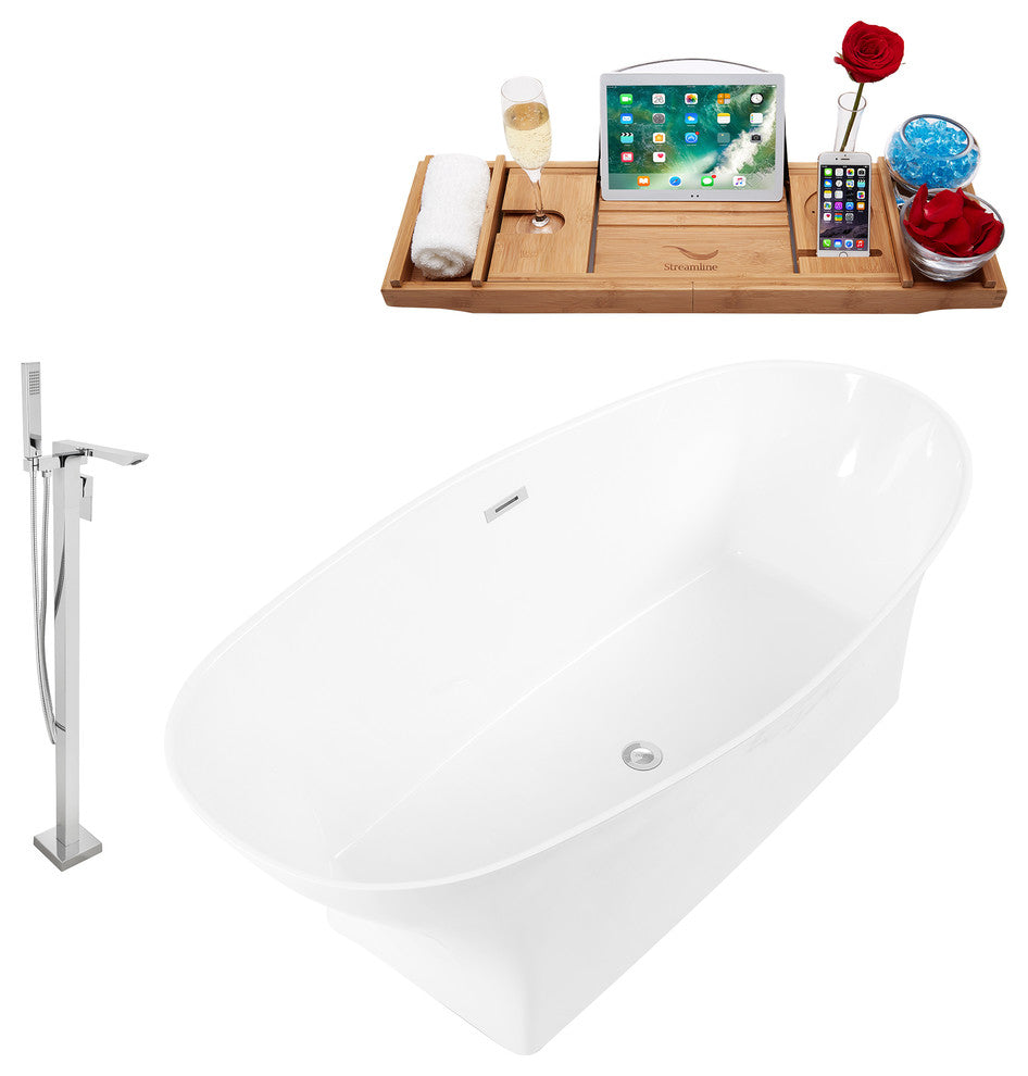 Tub, Faucet and Tray Set Streamline 67" Freestanding KH95-140