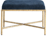 Valley Upholstered Bench, Navy, 25" W x 18" D, Gold, Chenille Fabric