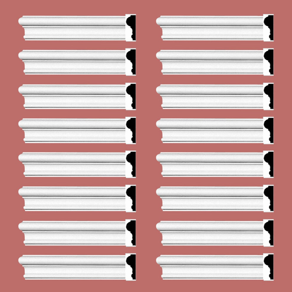 Cornice White Urethane Simple Design 16 Pieces Totaling 1536" Length