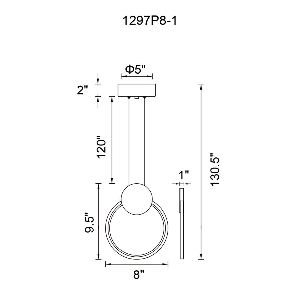 Pulley 8 in LED Black Mini Pendant