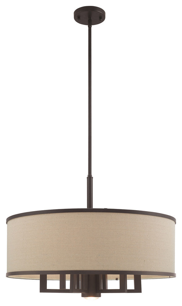 Livex Lighting 6 + 1 Light Pendant Chandelier, Bronze