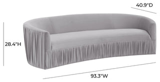 TOV Furniture Valerie Pleated Light Grey Velvet Sofa