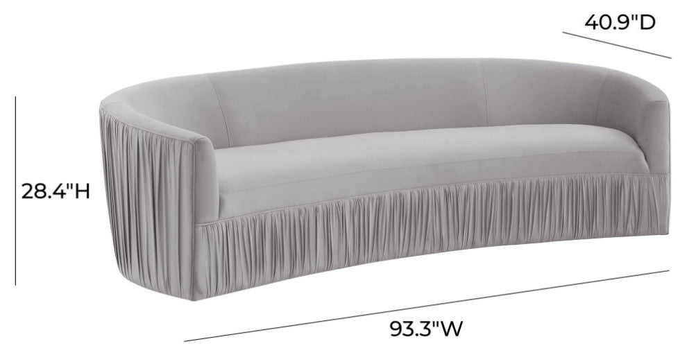 TOV Furniture Valerie Pleated Light Grey Velvet Sofa