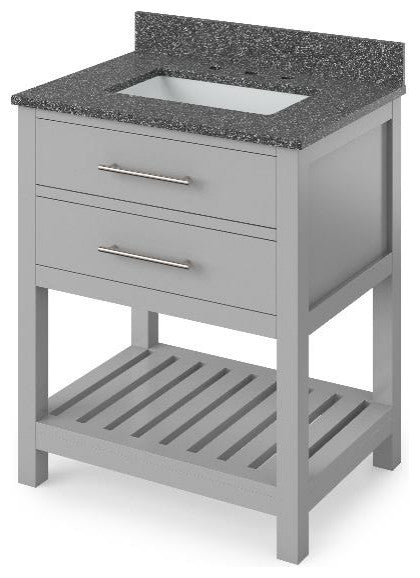 Wavecrest Contemporay Grey 30" Vanity, Boulder Cultured Marble Top