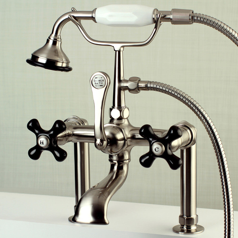 Aqua Vintage Deck Mount Clawfoot Tub Faucet, Brushed Nickel