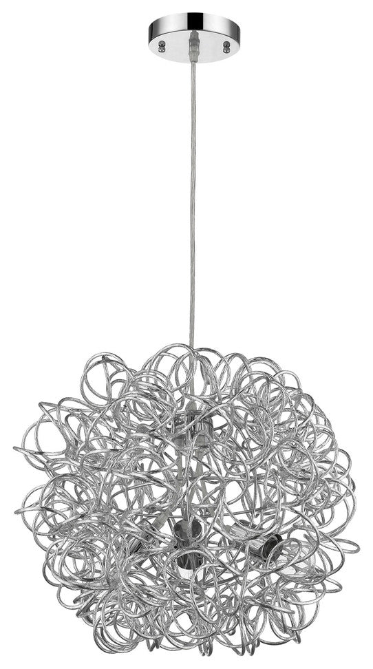 Mingle 3-Light Polished Chrome Pendant With Faceted Chrome Aluminum Wire Shade