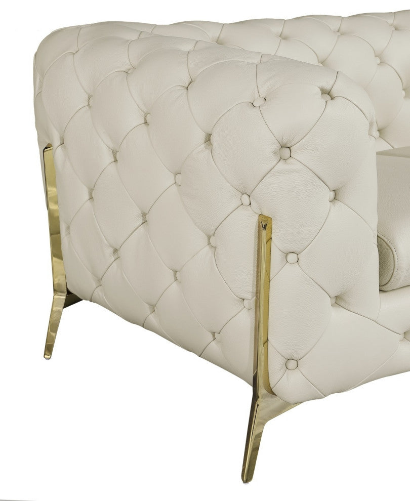 Angelica Italian Leather 2 Chair Set, Beige