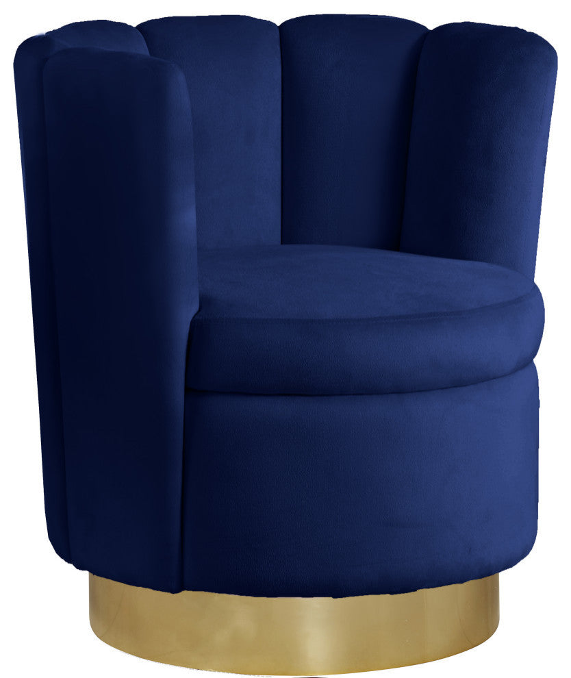 Lily Velvet Upholstered Accent Chair, Navy