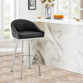 Armen Living Eleanor 26" Swivel Faux Leather Counter Stool in Black