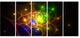 Yellow Fractal Space Circles, Abstract Canvas Art Print, 60"x28", 5 Panels