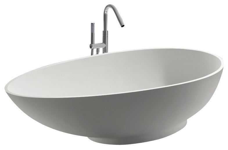 ADM Oval Freestanding Bathtub, Glossy White, 70.9"
