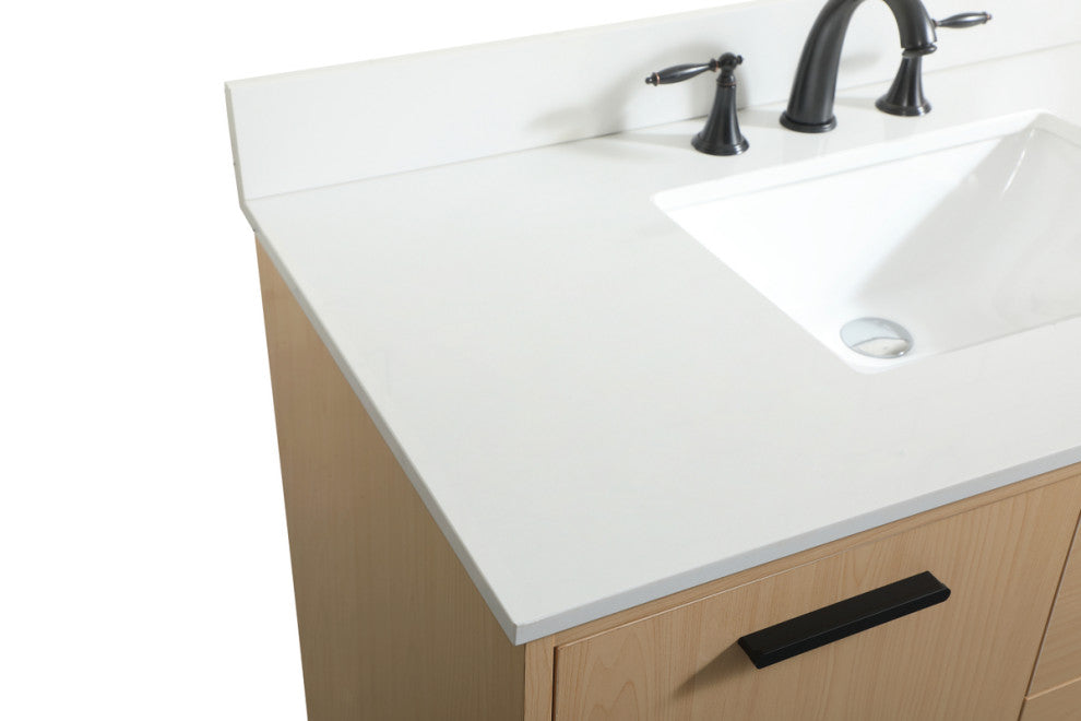 Home Living Modern Natural Oak-Light Bathroom Vanity, Maple, 42"