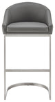 Atherik Counter Stool, Brushed Stainless Steel With Faux Leather, Gray