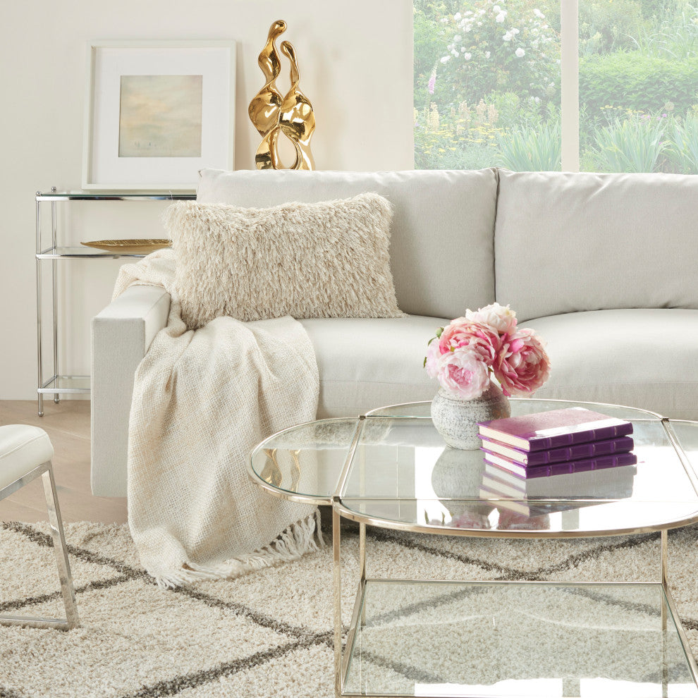 Mina Victory TL048 Throw Pillow, Ivory, 14" x 24"
