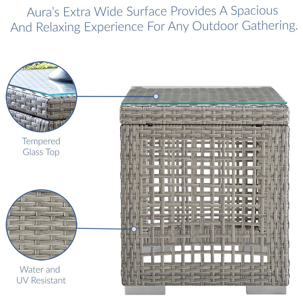 Gray Navy Aura 3 Piece Outdoor Patio Wicker Rattan Set