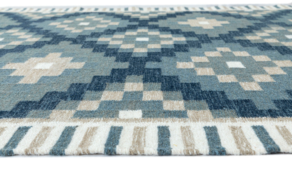 NuStory Mosaic Panja Hand-Made Contemporary Area Rug in Green, 5' x 8'