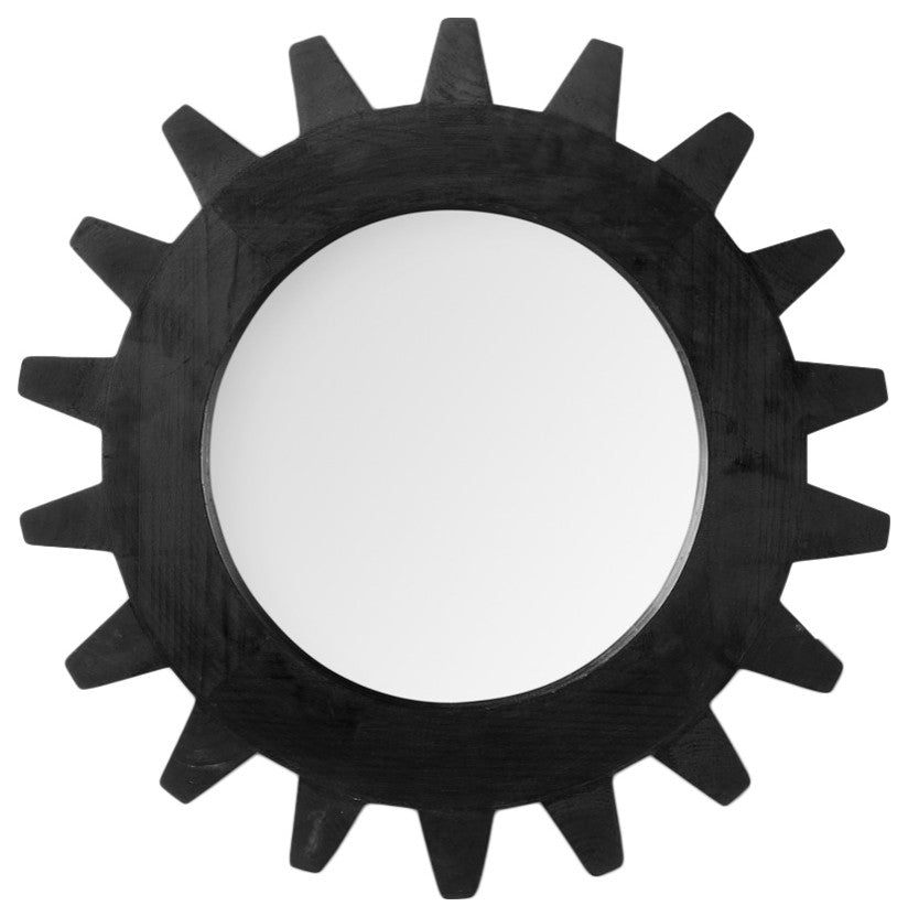 17" Black Abstract Wood Framed Accent Mirror