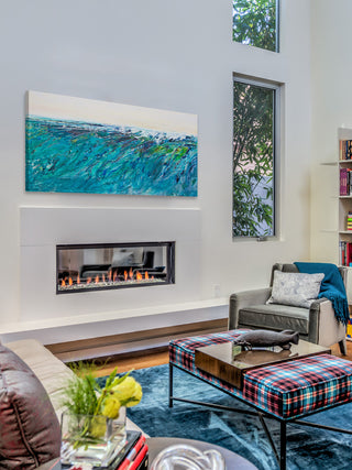 "Wave 7" Painting Print on Wrapped Canvas, 24"x12"