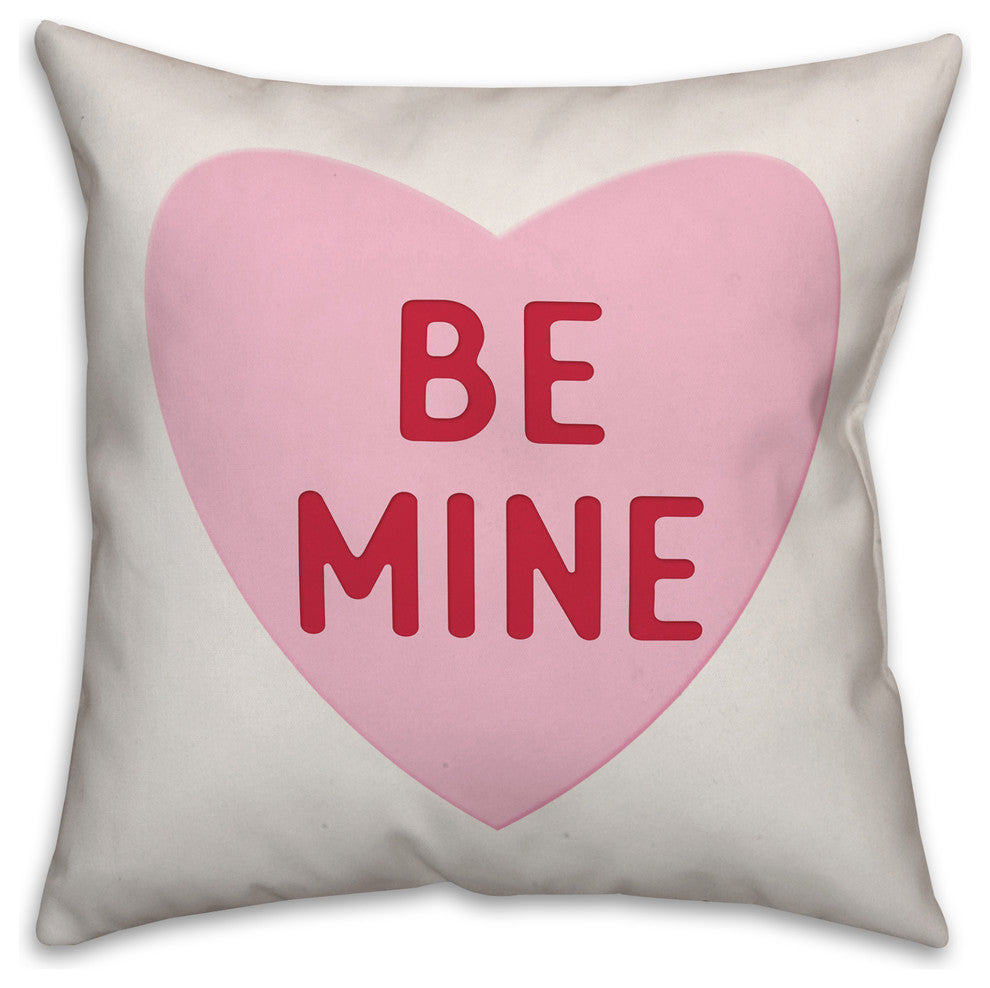 Be Mine Candy Heart 16x16 Throw Pillow