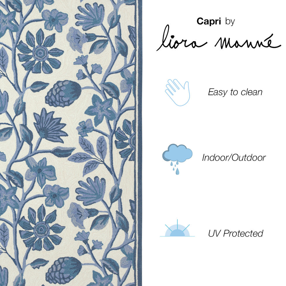 Capri Floral Vine Indoor/Outdoor Rug Blue 7'6"x9'6"