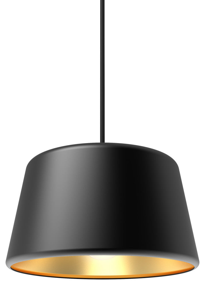 Pillbox 10" Pendant - Black w/Gold Interior - Integrated LED