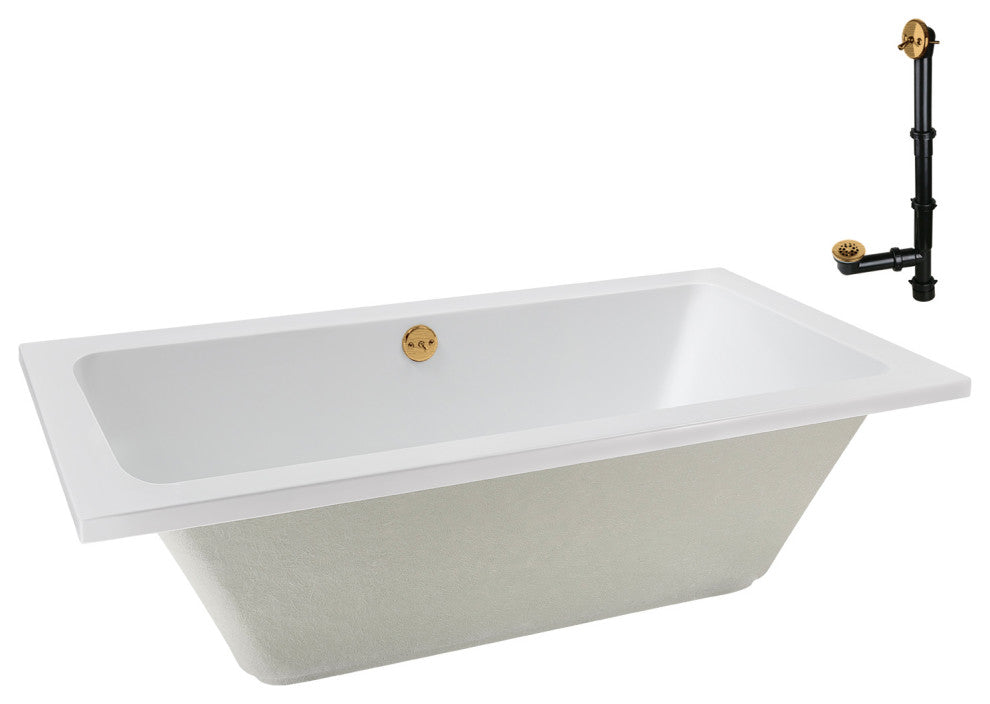 Streamline 66 in. x 34 in. Acrylic Drop-In Bathtub, Brushed Gold