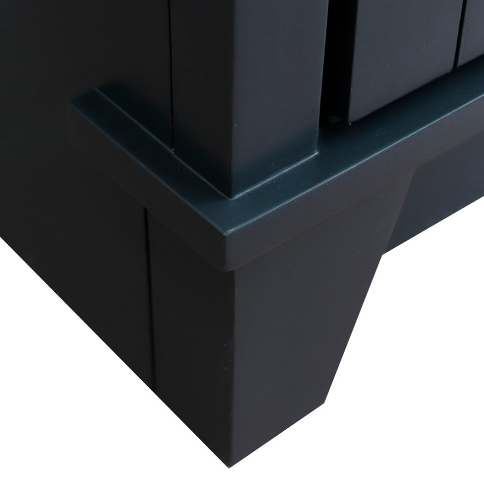 49" Single Sink Vanity, Dark Gray Finish With Gray Granite And Rectangle Sink