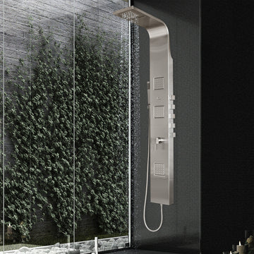 Pulse 1034 Waimea Shower Column - Matte Stainless Steel With Brushed Fixtures
