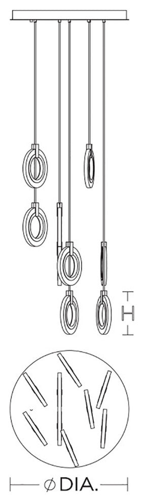 Halo Pendant Light, 120V, 5 CCT, Black, Round, 9-Light