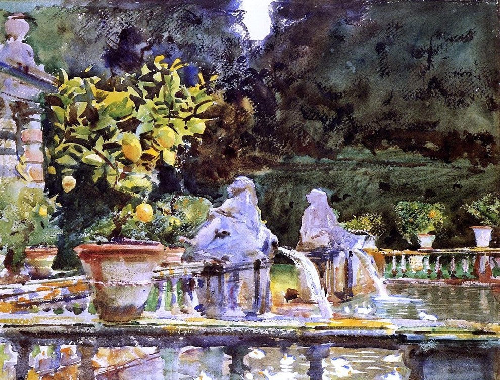 John Singer Sargent Villa de Marlia: A Fountain Gallery Wrapped Canvas Print