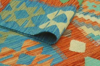 Sangat Flatweave Njemile Rust/Blue Rug, 5'0 x 6'10