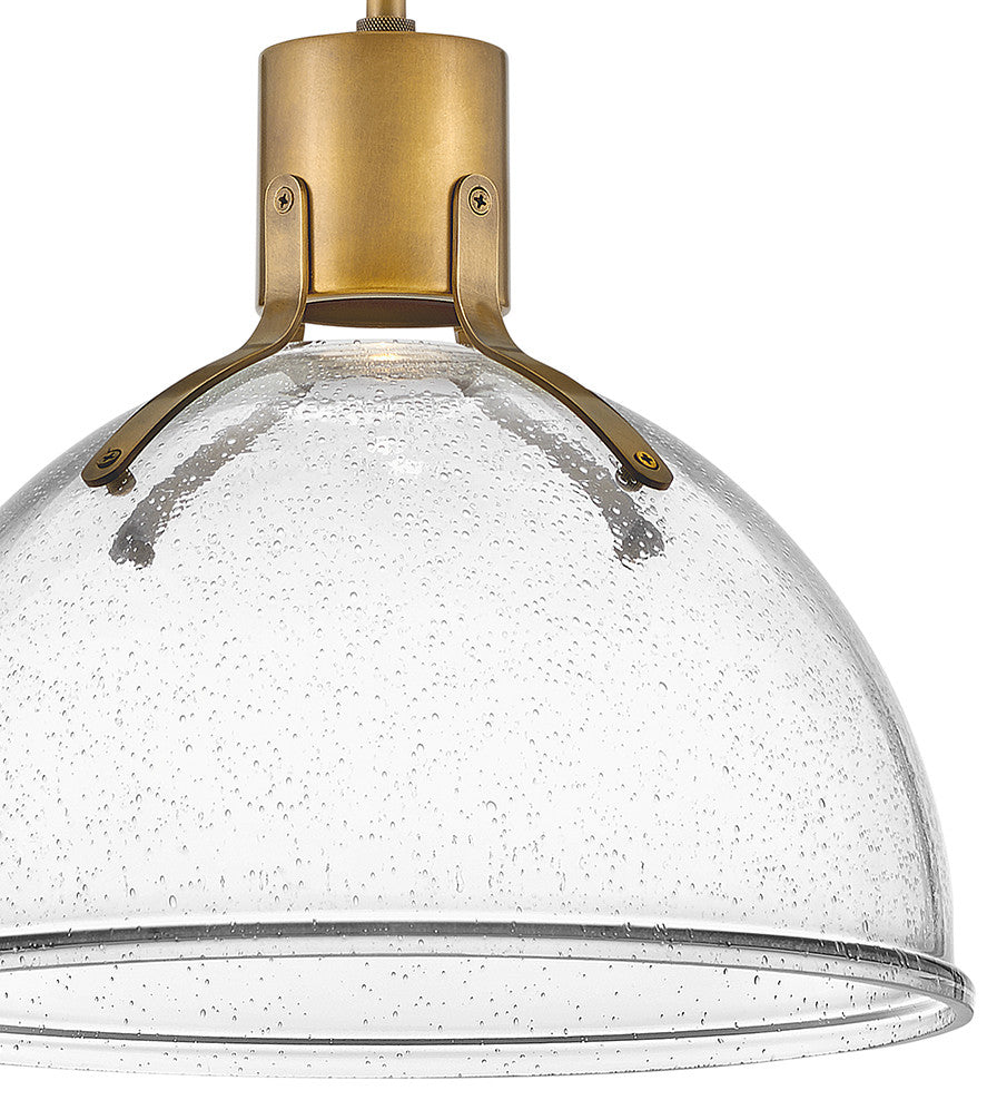Hinkley Argo 14" Sm. LED Pendant Light, Heritage Brass + Clear Seedy Glass shade