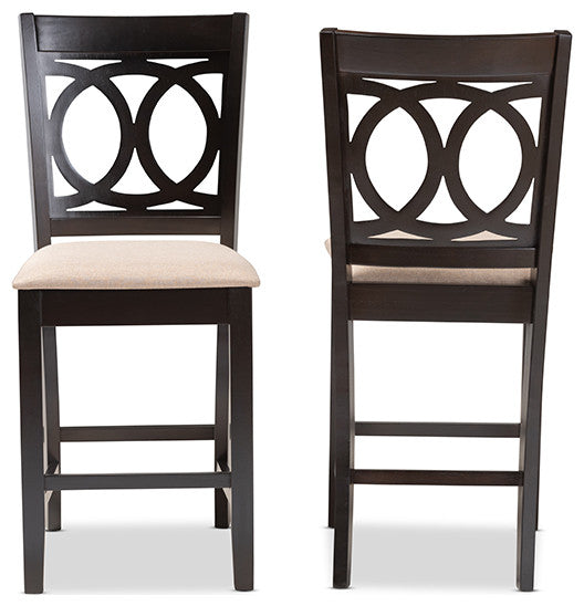 Lenoir Sand Espresso Browned Wood Counter Height Pub Chair Set of 2