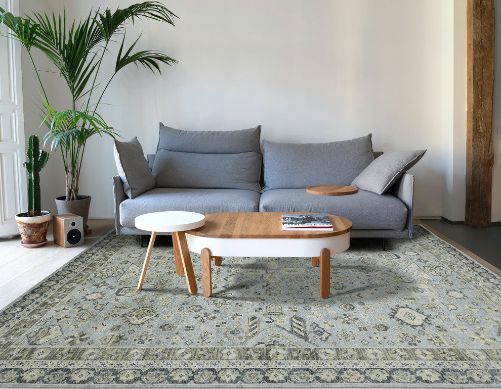 Divine Morada Area Rug, Light Blue, 9' x 12', Bordered