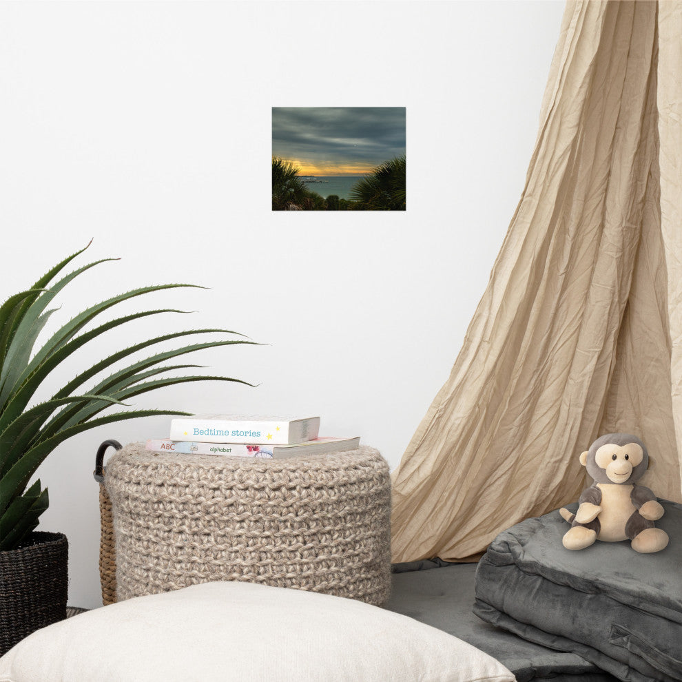 Cloudy Rainy Sunset De Soto Beach Unframed Landscape Photo Wall Art Print, 8" X 10"
