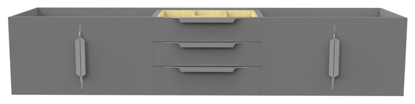CastelloUSA Alpine 72" Wall Mounted Vanity, Base Only, Gray, Brushed Nickel