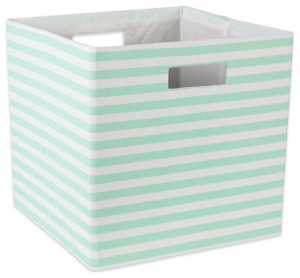 Polyester Cube Pinstripe Aqua Square 13"x13"x13"