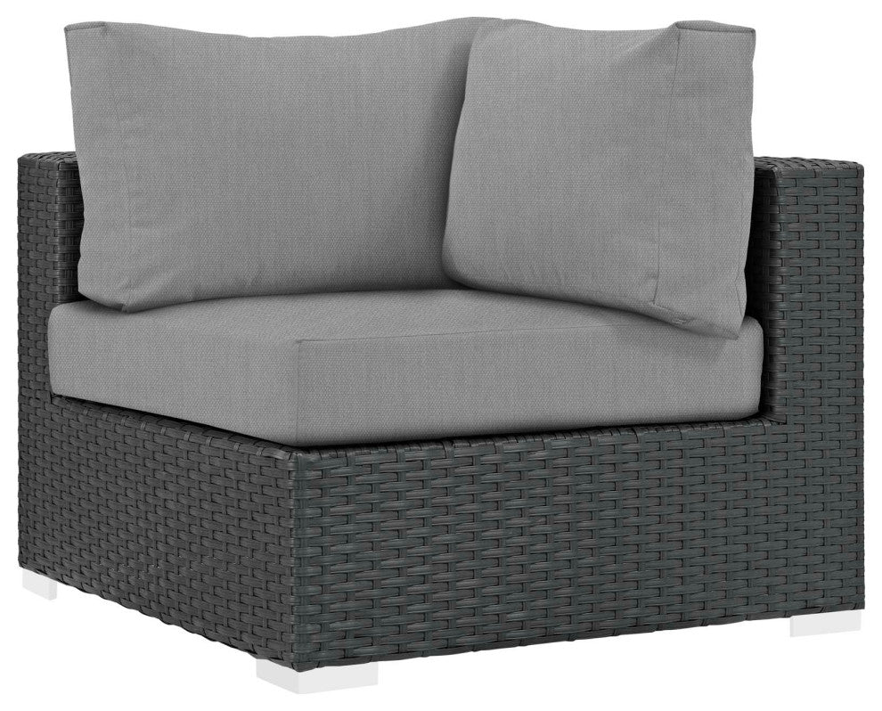 Canvas Gray Sojourn 5 Piece Outdoor Patio Sunbrella Sectional Set