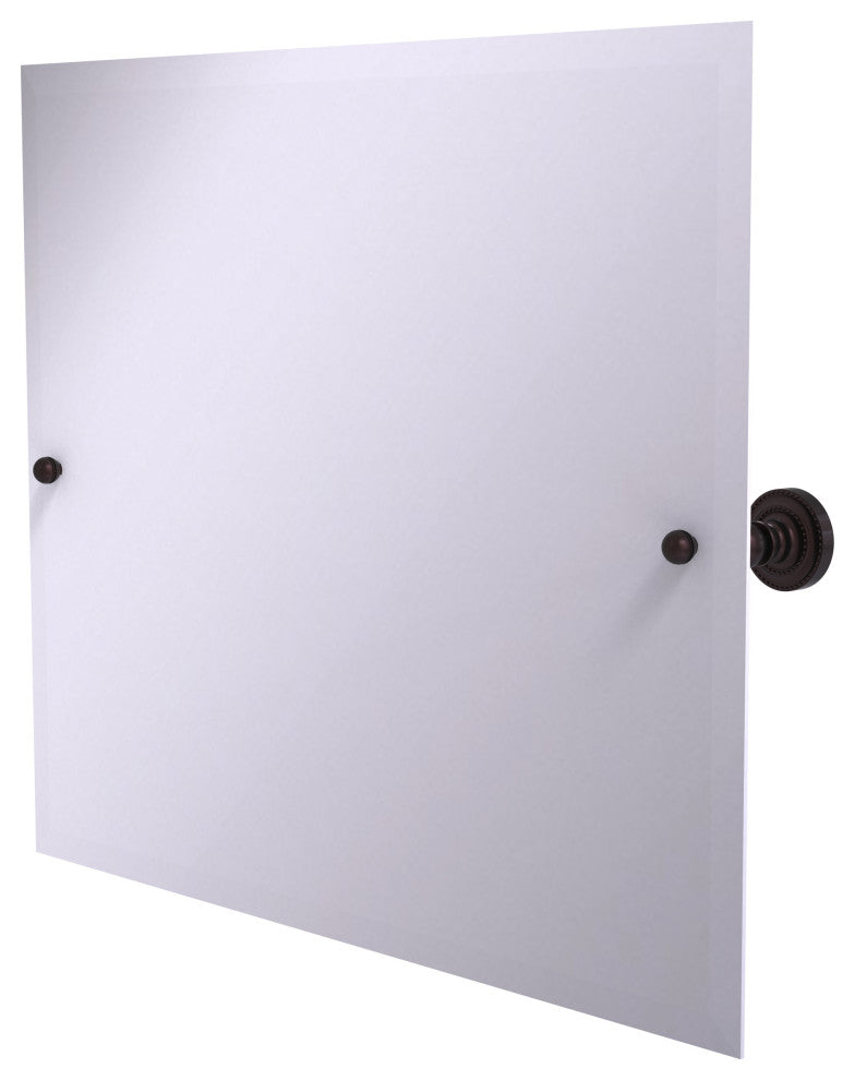 Frameless Landscape Tilt Mirror with Beveled Edge, Antique Bronze