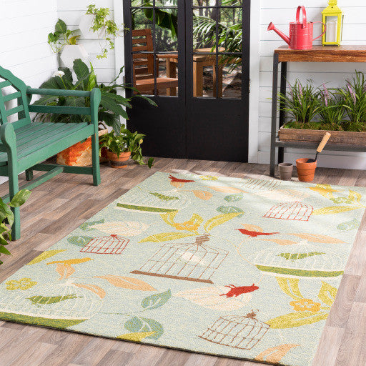 Surya Rain RAI-1128 9'x12' Rug, Sage/Rust/Green/Teal/Lime/Butter/Yellow/Tan