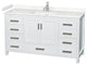 60" Single Bath Vanity, White, Carrara Cultured Marble Countertop, Sink