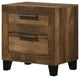 Benzara BM269078 Nightstand With 2 Drawers and Plank Style, Rustic Oak Brown
