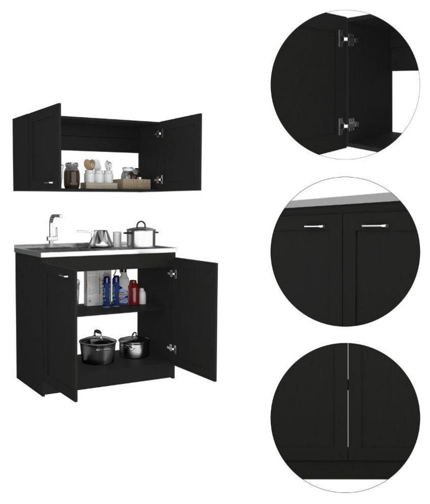Agate Cabinet Set, Black Wengue