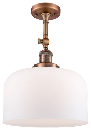X-Large Bell 1-Light Semi-Flush Mount, Antique Copper, Matte White