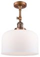X-Large Bell 1-Light Semi-Flush Mount, Antique Copper, Matte White